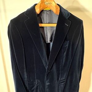 CANALI crushed velvet blazer Dark Navy 40R IT50